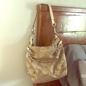 Coach purse champagne and cream